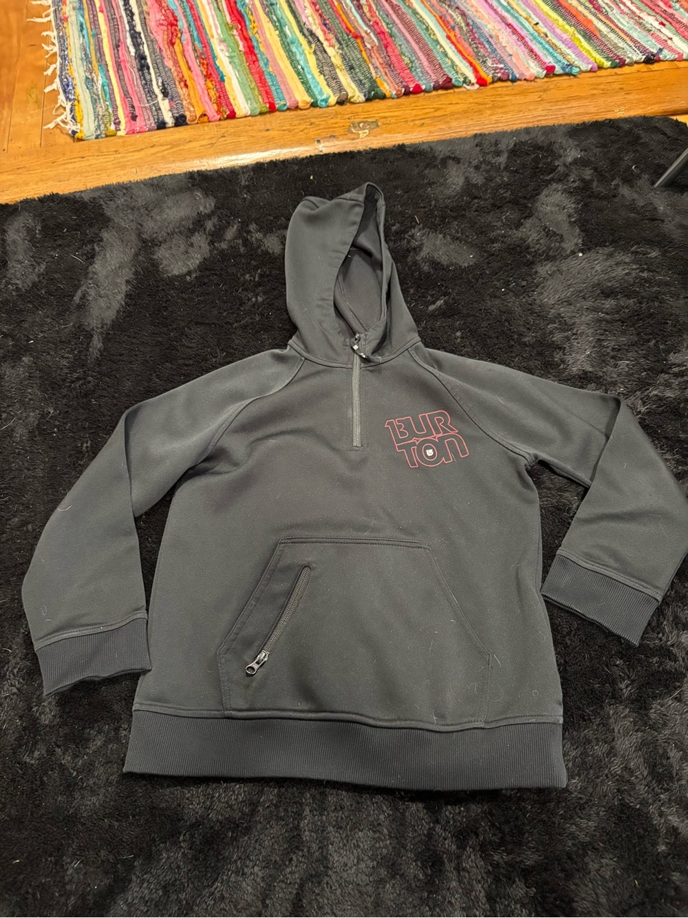 Burton Black Hoodie with Red Graphic Accent